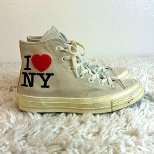 Converse Chuck Taylor All Star CTAS Hi Top Sneakers I Love NY Tan Size W7 M5
